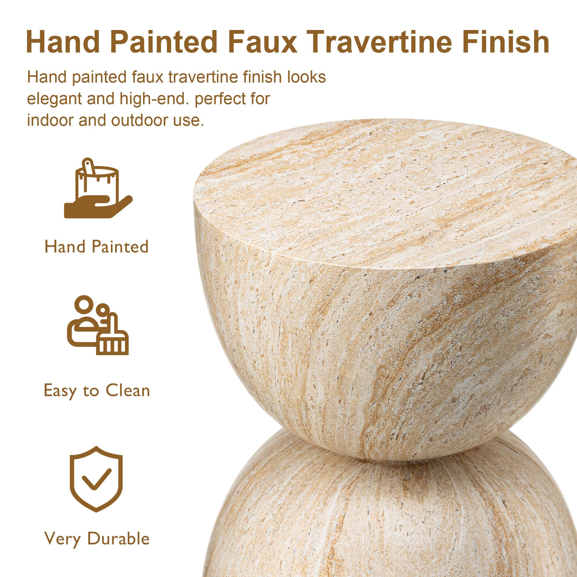 Glitzhome® 17.75" Multi-Functional Hourglass Faux Travertine Garden Stool